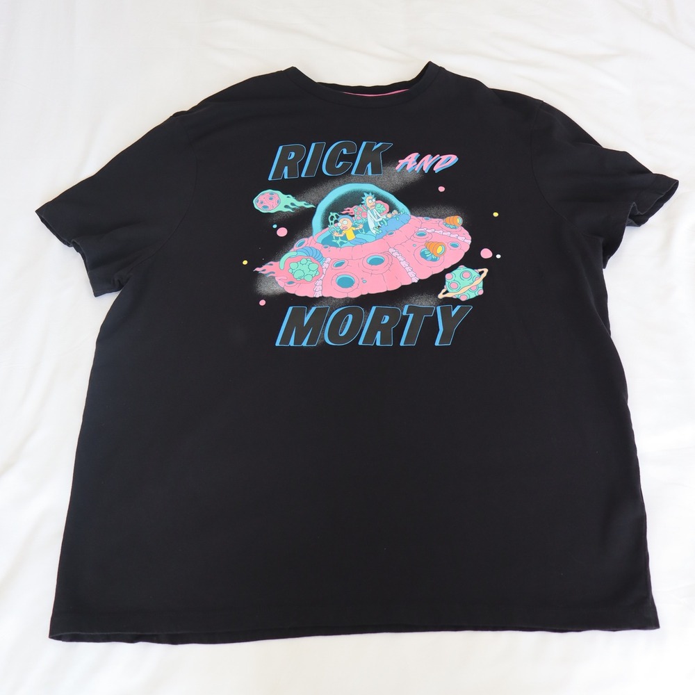 Rick and Morty Adult Swim Black Graphic Short Sleeve‎ T-Shirt Men's 2XL Cartoon